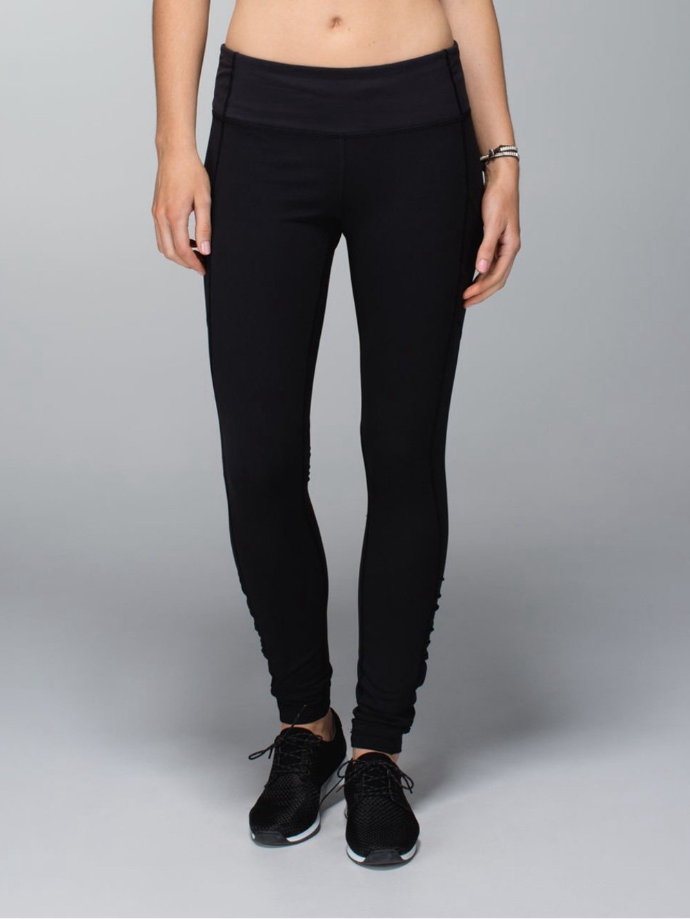 Lululemon Speed Tight Luxtreme Gather Mid Rise Side Pockets Black Leggings Sz 4
